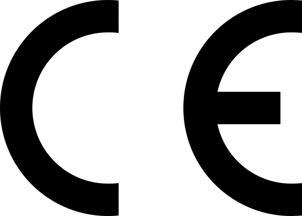 CE marking symbol indicating conformity with EEA safety and environmental standards.