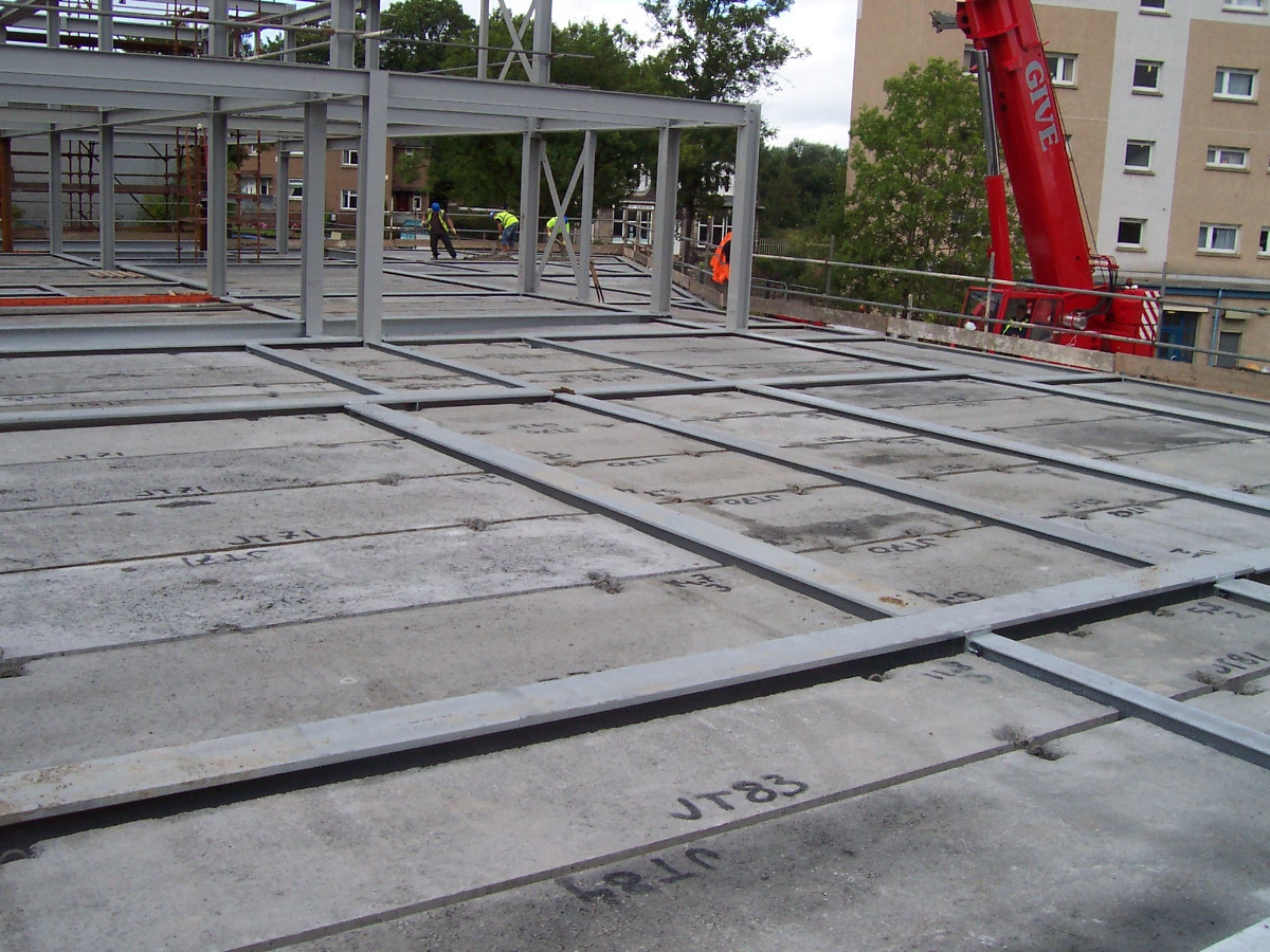 Concrete Floor Slabs Installed into a metal frame